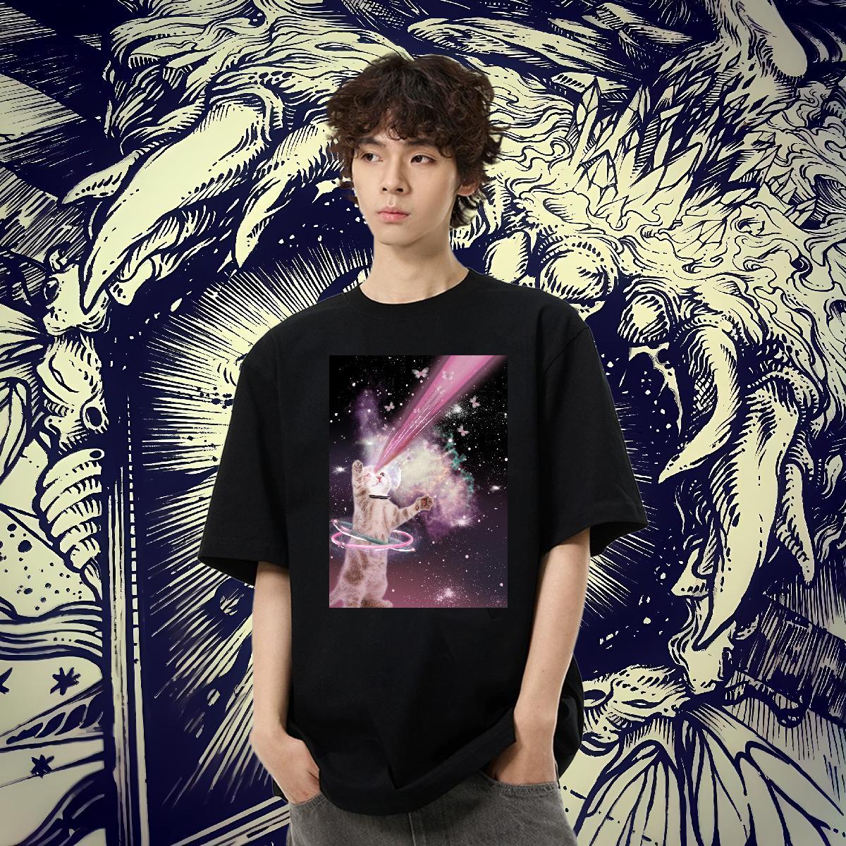 Brand Tshirts 230g Cotton Spring Summer cat Custom Cartoon Breathable Soft Designer Man T Shirts Wear