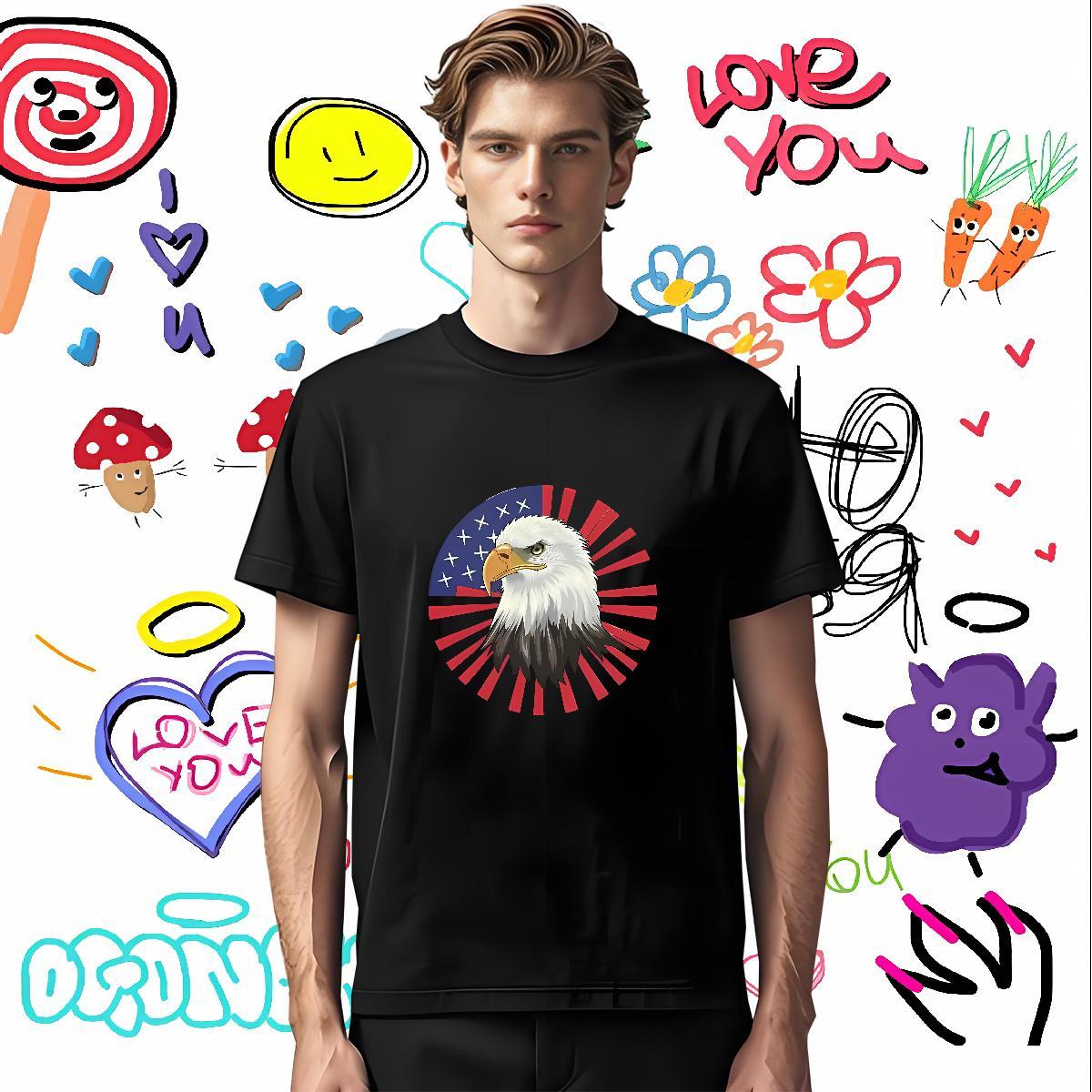 2024 Designer Mens T Shirts 230g Pure Cotton eagle Street wear Hip Hop Polos Round Neck Short Sleeve Popular Men Tshirts Custom Big Size