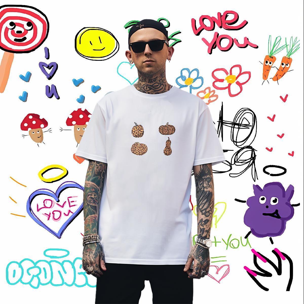 T shirt 100% Cotton 230g painting Sport O-Neck Short Sleeve Oversized 4XL Tshirts Brand Classic Top Tees