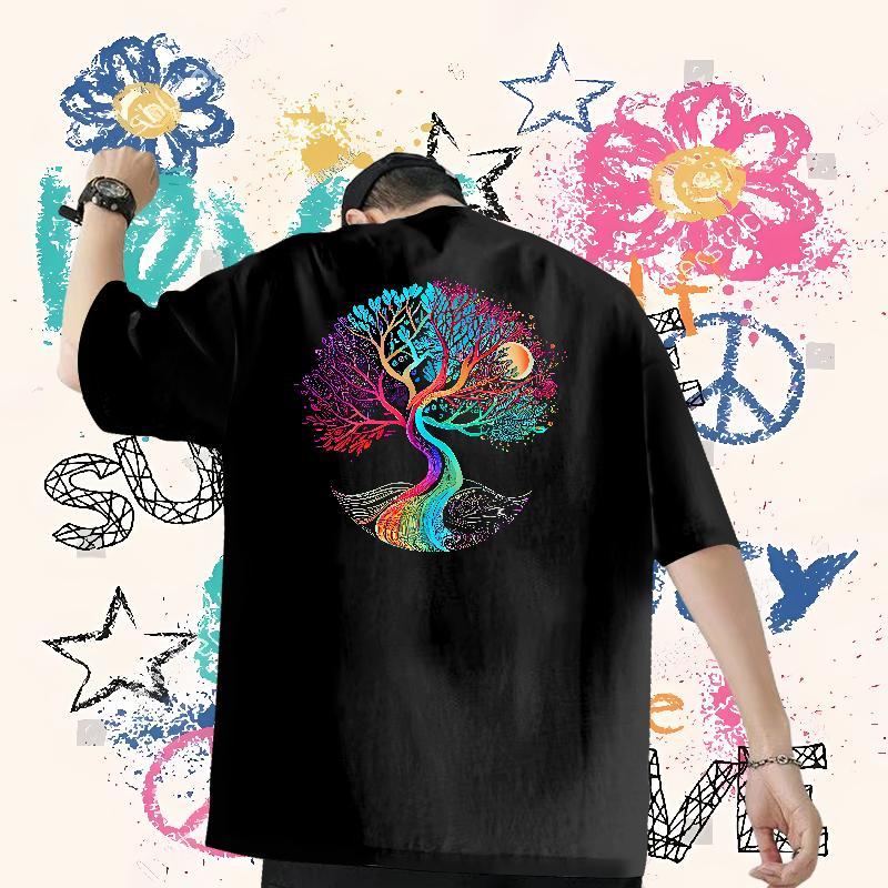 Designer T-Shirts 230g Pure Cotton tree Daily Wear Clothings Crew Neck Unisex Tshirt for Man Woman Custom Cartoon