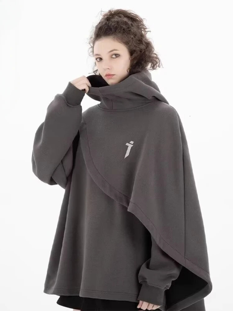 Gothic Hoodies Men Unisex Chic Loose Spring Fashion Handsome Functional Harajuku High Street Hop Couples Clothing Autumn BF 240806