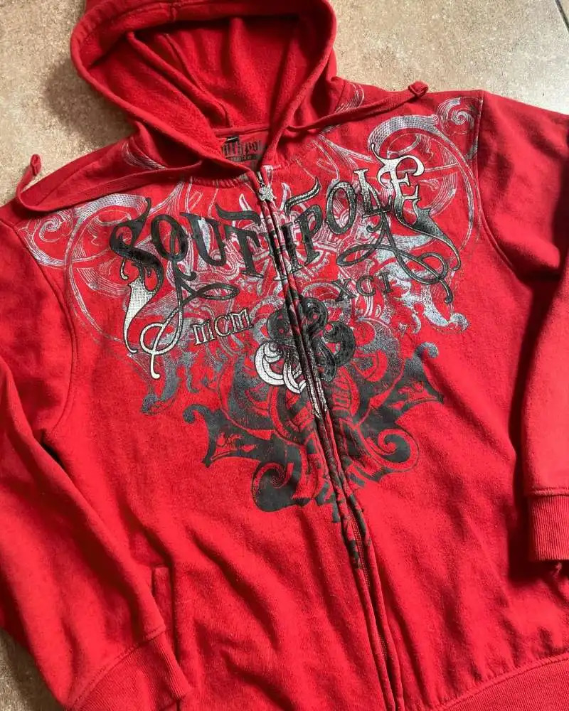 Y2k Hoodie Gothic Red Pattern Printing Harajuku Hip Hop Casual Sweatshirt Selling Personality Hoodies Mens Womens Streetwear 240806