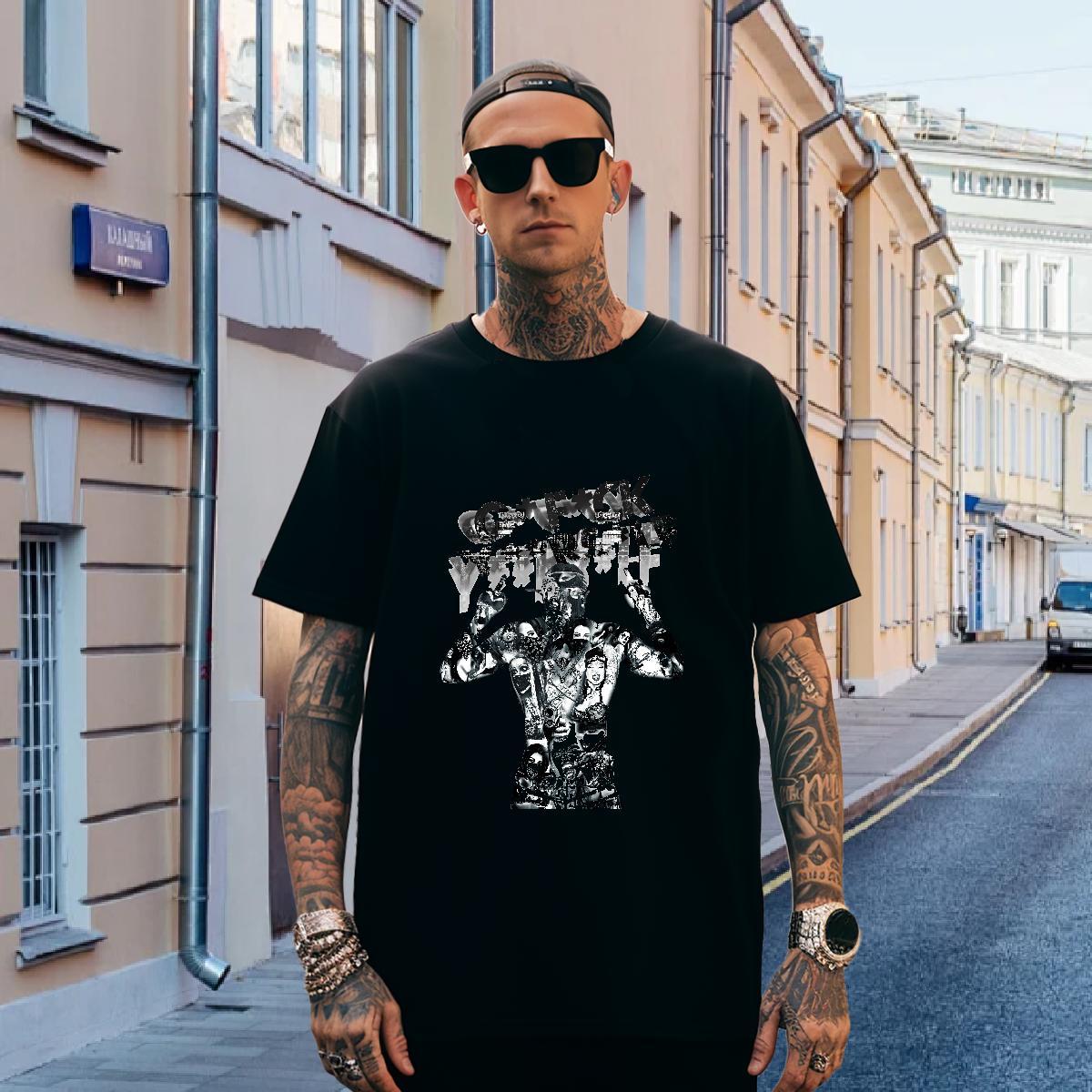 T shirt 230g 100% Cotton painting Summer Casual Breathable Short Sleeve Oversized Men Clothes T-Shirt Classic Casual TOP Quality Top Tees