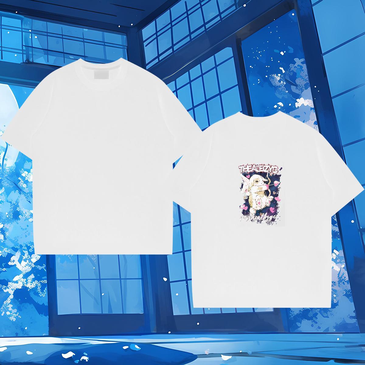 Designer Fashion Mens T Shirts 230g Pure Cotton rabbit Beach Tops Tees Crew Neck Breathable Popular Tshirts DIY Printed
