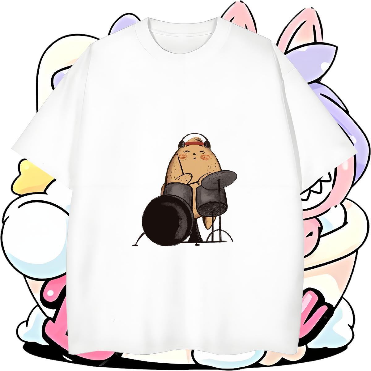 Loose Mens Tshirts 230g 100% Cotton Outdoor mouse DIY Breathable Short Sleeve 2024 Summer T-Shirts Tops