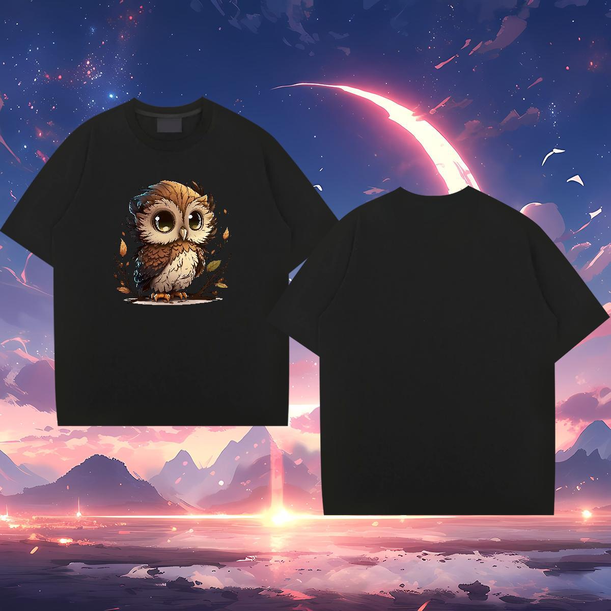 Man T Shirts 230g Cotton Owl Hip Hop Street Pure Cotton Oversized 4XL Tshirt for Man Woman Fashion Design Cool Design Wear