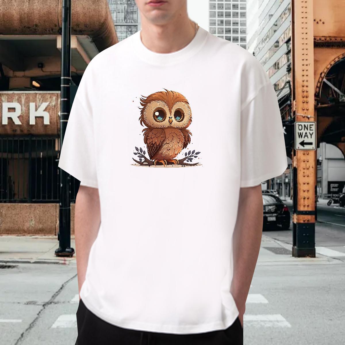 Men T Shirts 230g Cotton Owl Casual Beach Breathable Short Sleeve DIY Logo Oversized Couples T Shirts 2024 DIY Comfortable Polos