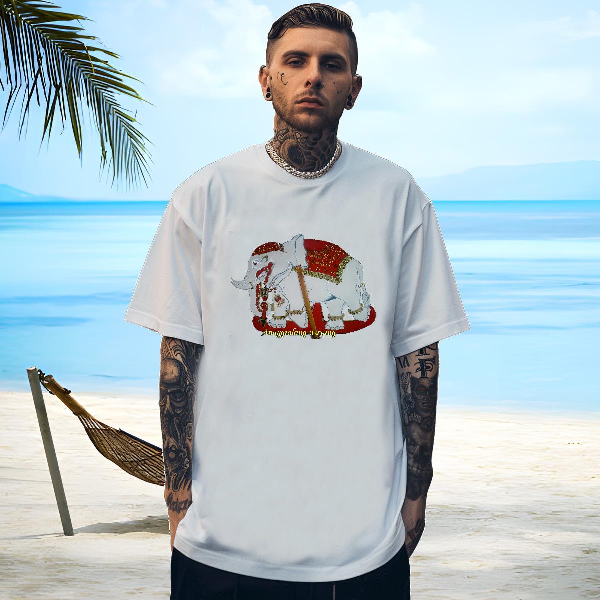 Loose Couples T Shirts 230g 100% Cotton elephant T-Shirts for Men Hip Hop Short Sleeve Soft Anime 2024 Summer Top Tees