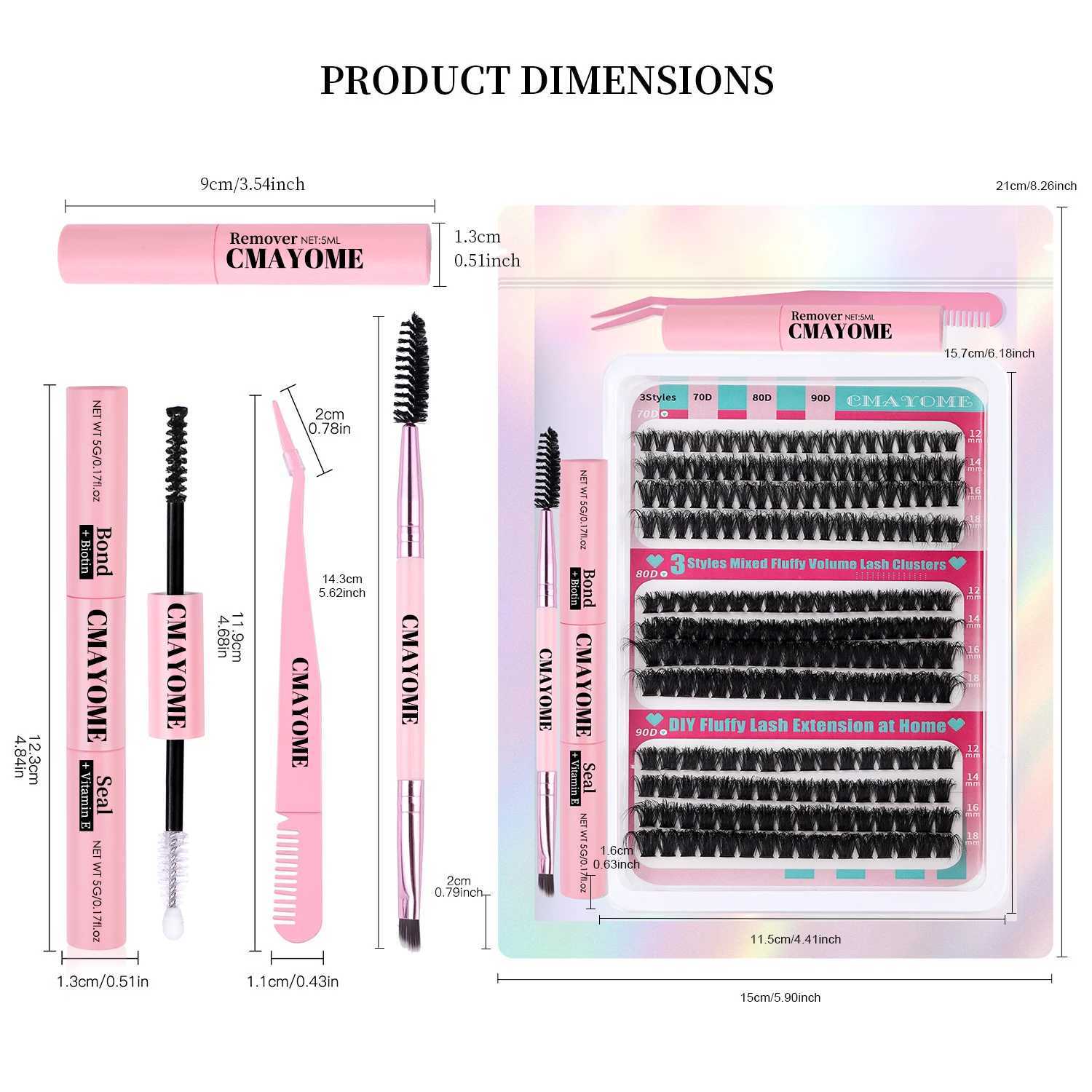 New DIY Segmented False Eyelash 216 Clusters 70D80D90Dwispy Hybrid Set 12mm-18mm Ultra Light Thick Reusable Easy to Use W240803