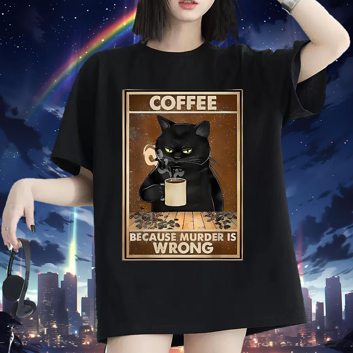 Loose T-Shirts for Women Short sleeve Soft Tshirt for Man Woman Cartoon Printing L-4XL cat Sport 230g 100% Cotton 2024 DIY Polos