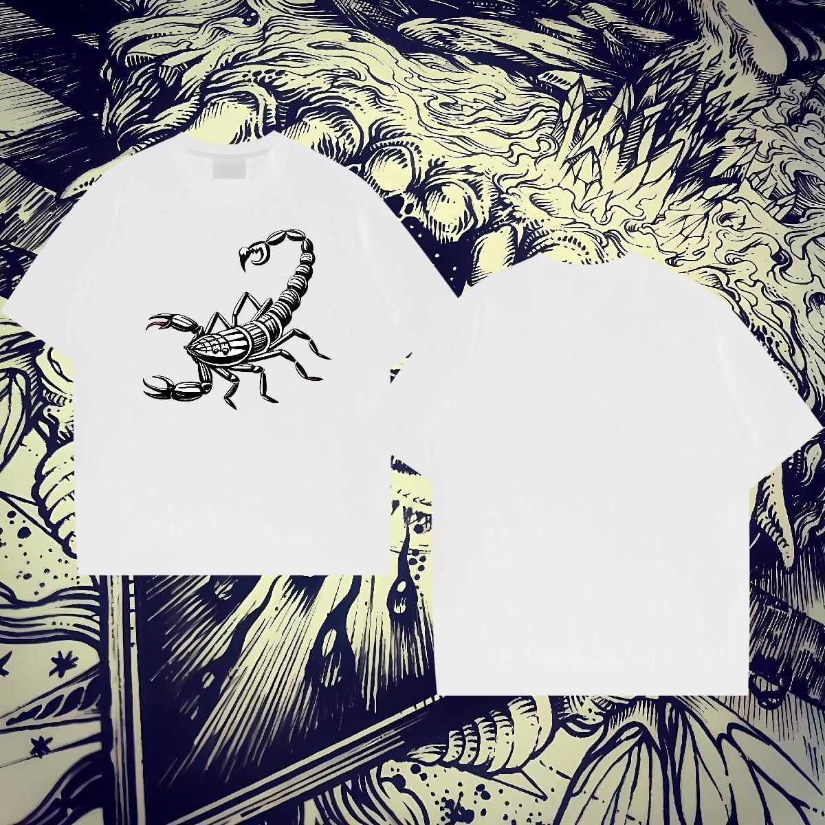 Stylist Mens T Shirts 100% Cotton 230g scorpion Casual Beach Wear Breathable Soft Cool Mens Tshirts Custom Print Plus Size