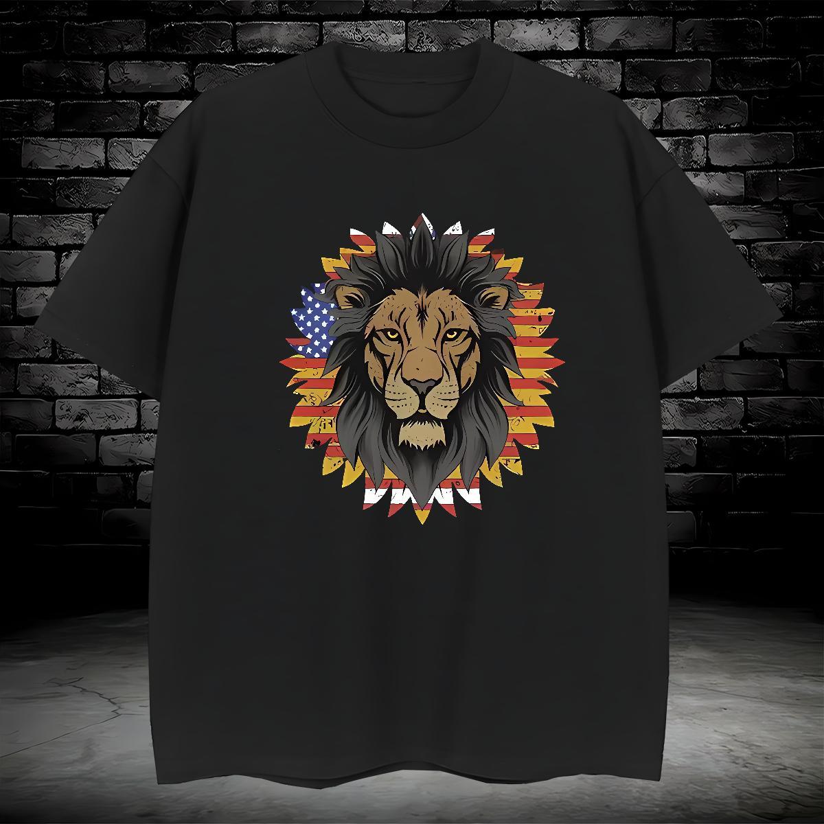 T-Shirts for Men 230g Cotton lion Casual Daily Wear Short Sleeve Soft Floral Print Men Tees Fashion Casual TOP Quality Tshirts