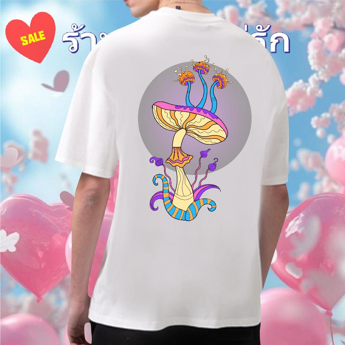 Free Shipping Men T Shirts 230g 100% Cotton mushroom Hip Hop Street Tops Shirt O Neck Short Sleeves Soft Men Clothes T-Shirt Custom Print Oversized