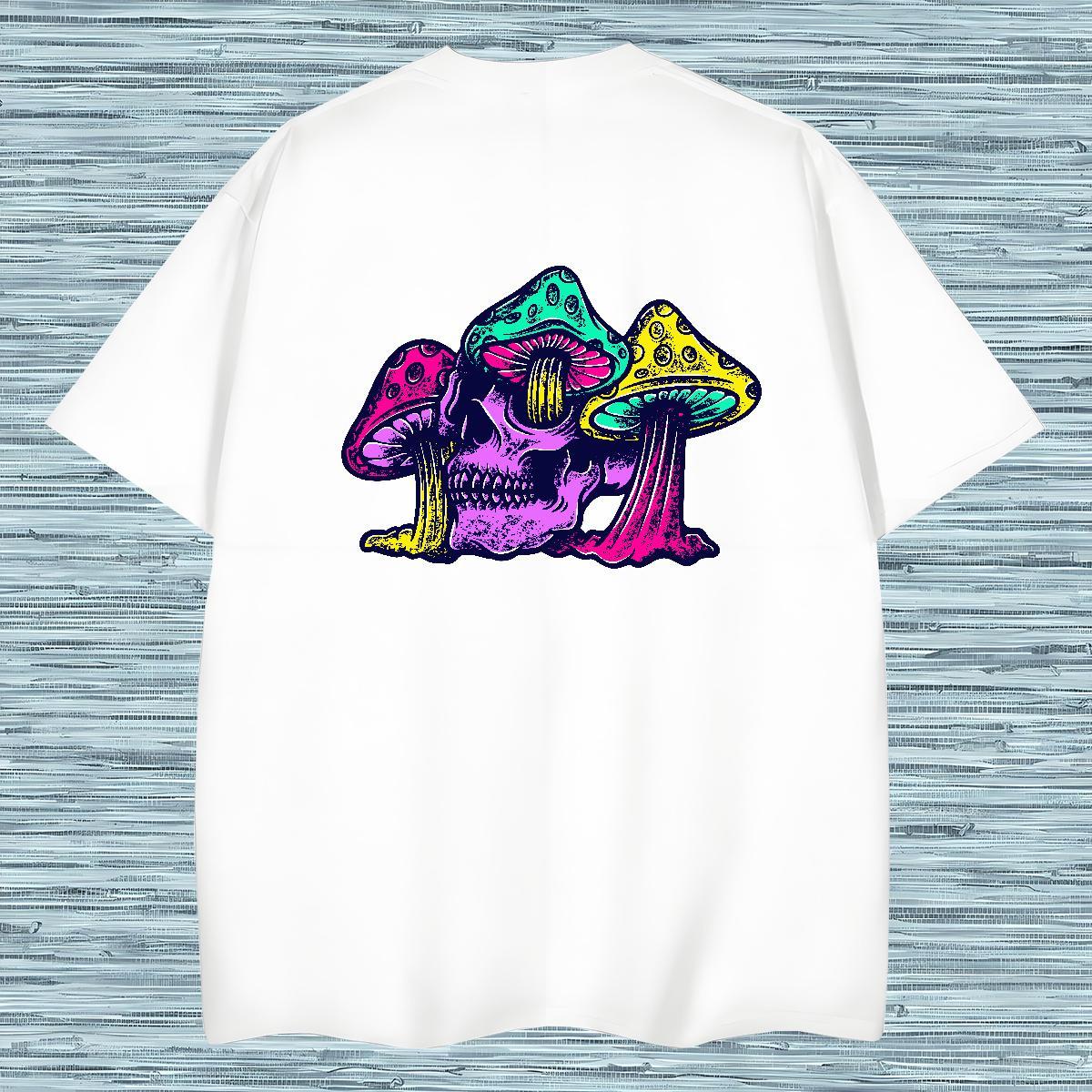 T Shirt For Man 230g Cotton mushroom Casual Beach Round Neck Short Sleeve Custom Printing Men Tshirts New Unisex Clothes