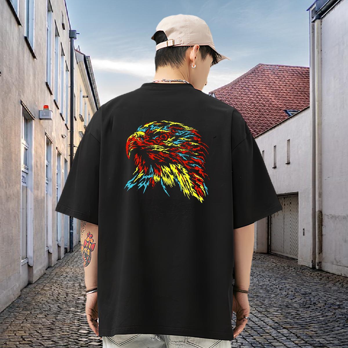 Fashion Casual Man T Shirts 100% Cotton 230g eagle Street wear Hip Hop Tshirts Crew Neck Designer Couples T Shirts DIY Anime