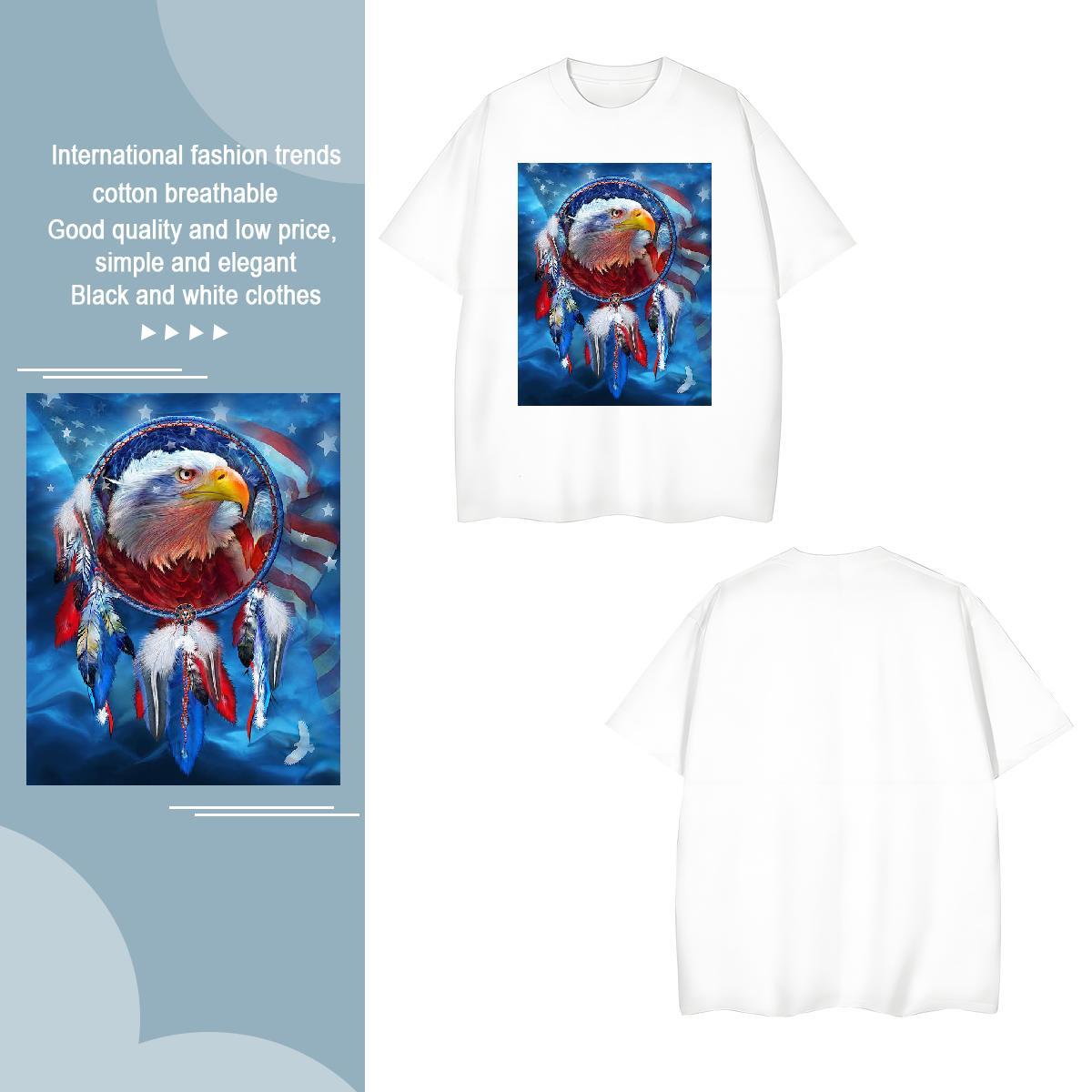 T shirt 100% Cotton 230g eagle Street Wear O Neck Short Sleeves Oversized 4XL Men Tshirts DIY Customized Comfortable Polos