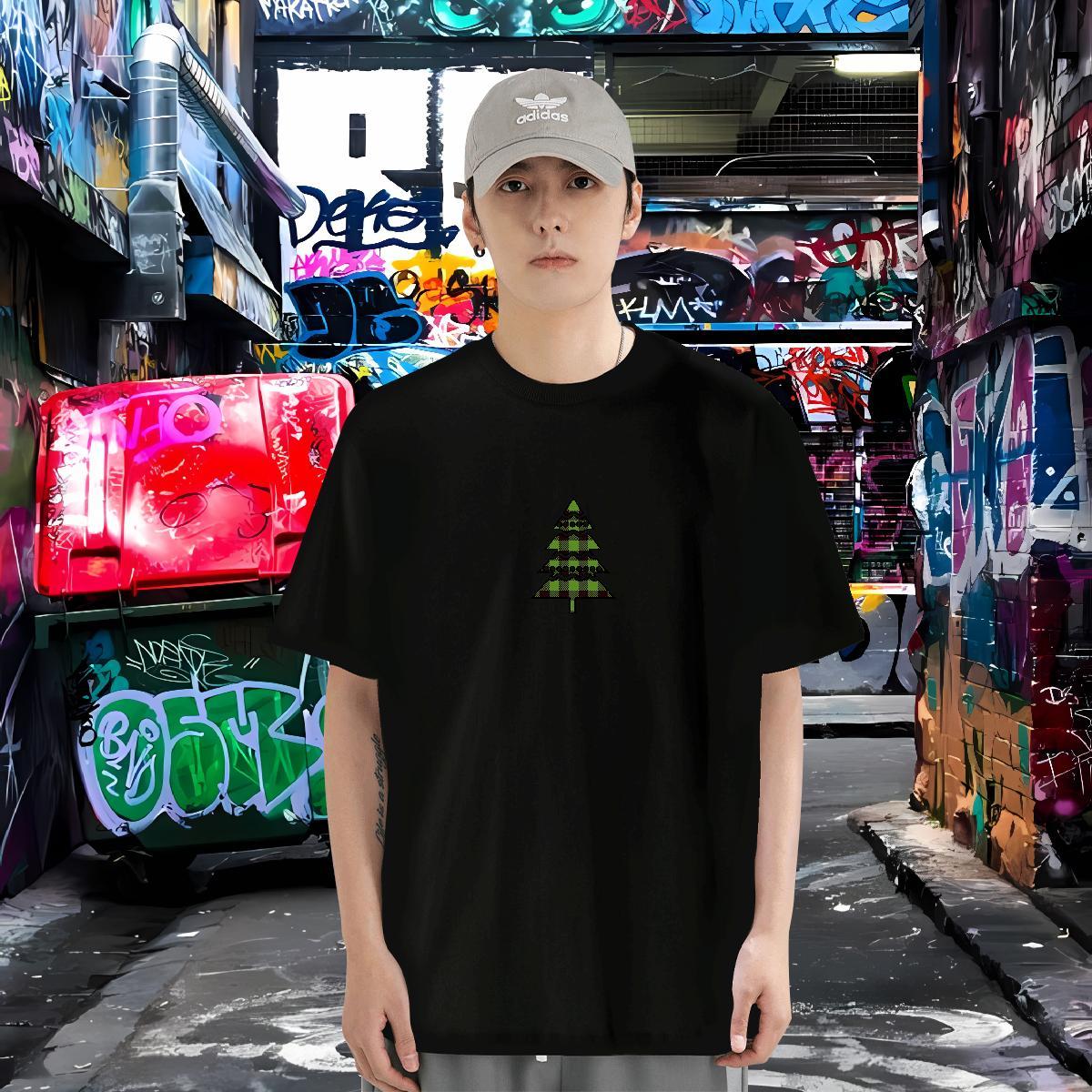 T-Shirts for Men 230g 100% Cotton Christmas Hip Hop O-Neck Short Sleeve Plus Size Cartoon Mens Tshirts New Designer Cool Top Tees