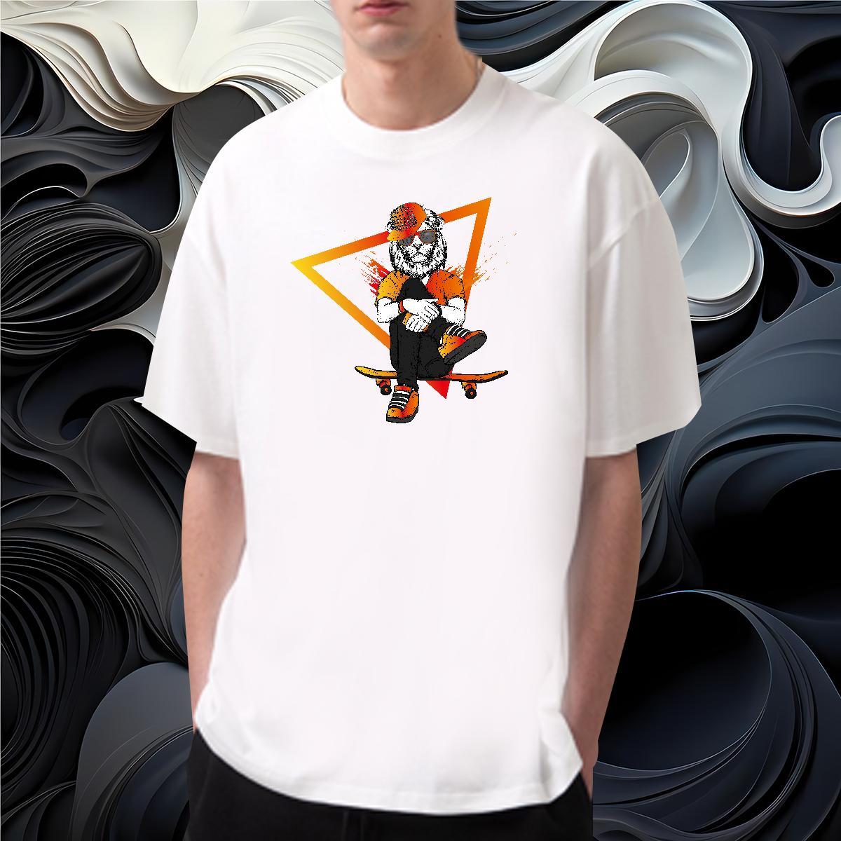 Mens T Shirts 230g 100% Cotton lion Summer Casual Breathable Crew Neck Graphic Couples T Shirts DIY Customized High Quality Wear