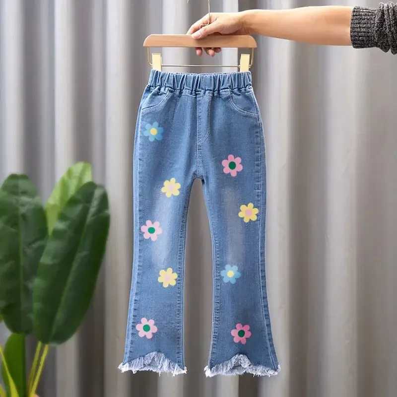 Kids Jeans Pants for 2024 New Autumn Clothes for Flared Pants Baby Girl Casual Trousers for 3-10Y Girls Cowboy Pants Trousers W241227