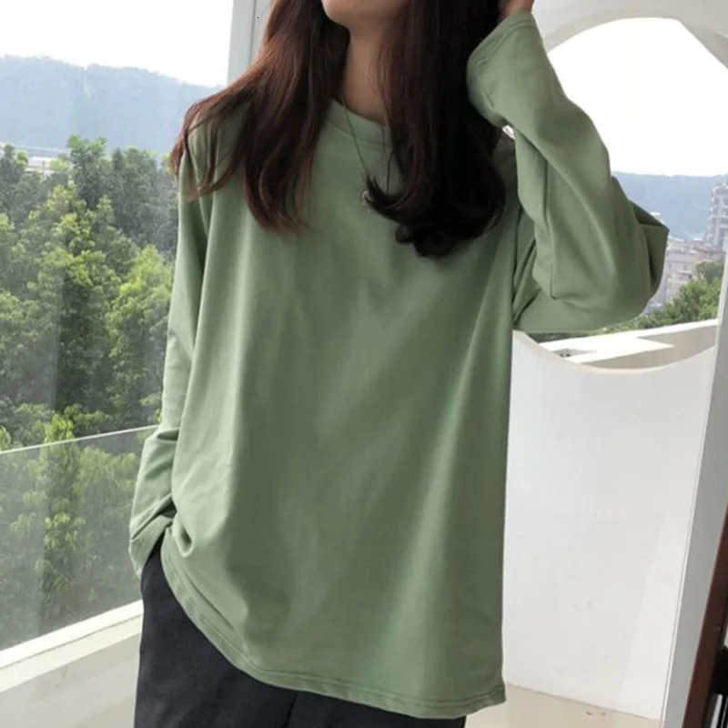 Fashion O-Neck Solid Color All-match T-Shirt Female Clothing Autumn Casual Pullovers Tops Long Sleeve Commute Tee Shirt 240806