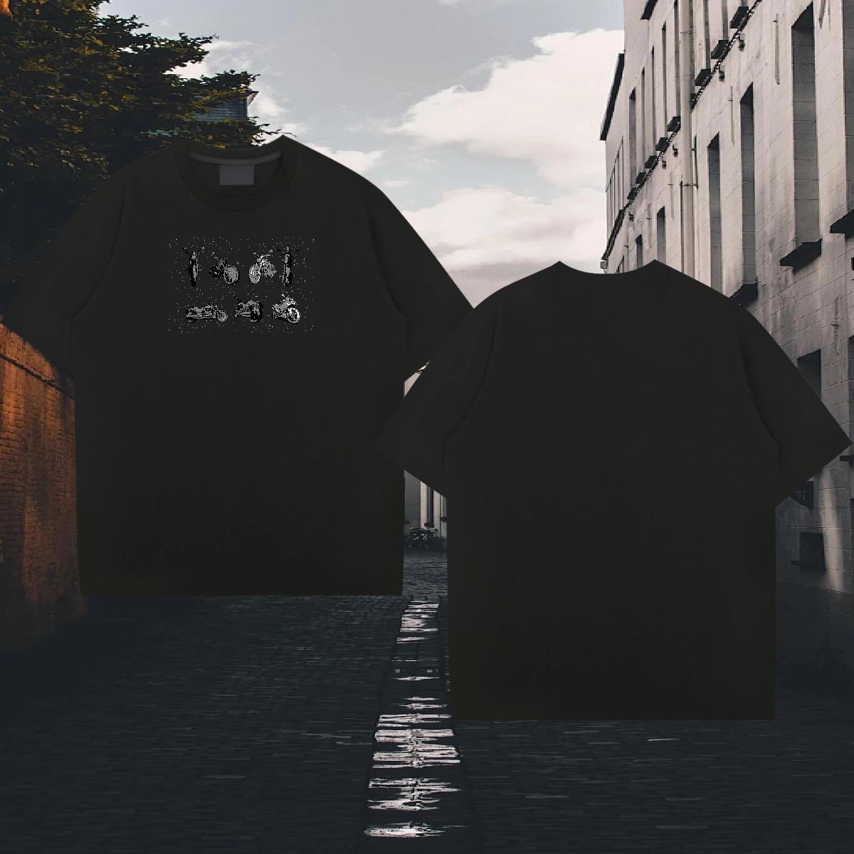 Designer Couples T Shirts 230g 100% Cotton Beach Motorcycle Black Oversized Crew Neck Brand Men T Shirts Tops