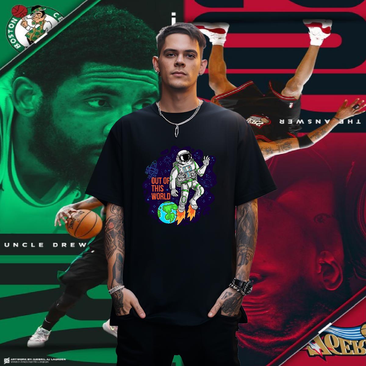 T-Shirts for Men 230g Pure Cotton cosmonaut Street Casual Crew Neck Breathable Oversized 4XL Tshirts Fashion Design Free Shipping Tees Shirts