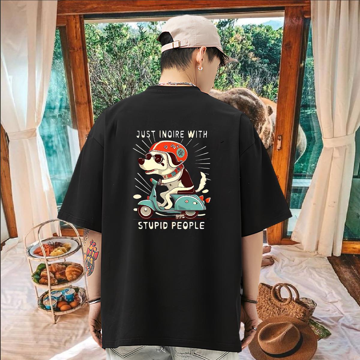 Fashion Casual T-Shirts 230g Cotton dog Street Casual Tees Pure Cotton Loose Tshirt for Man Woman DIY Anime