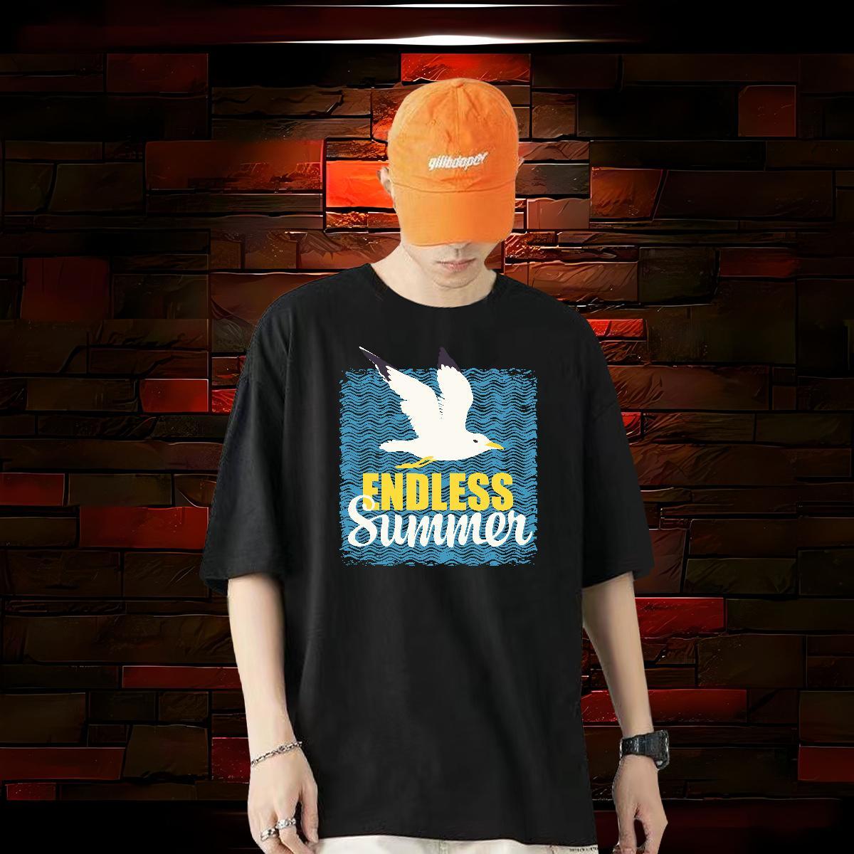Fashion Designer T-Shirts for Men 230g Pure Cotton bird Casual Beach Wear Crew Neck Breathable Soft Tshirt for Man Woman DIY Printed