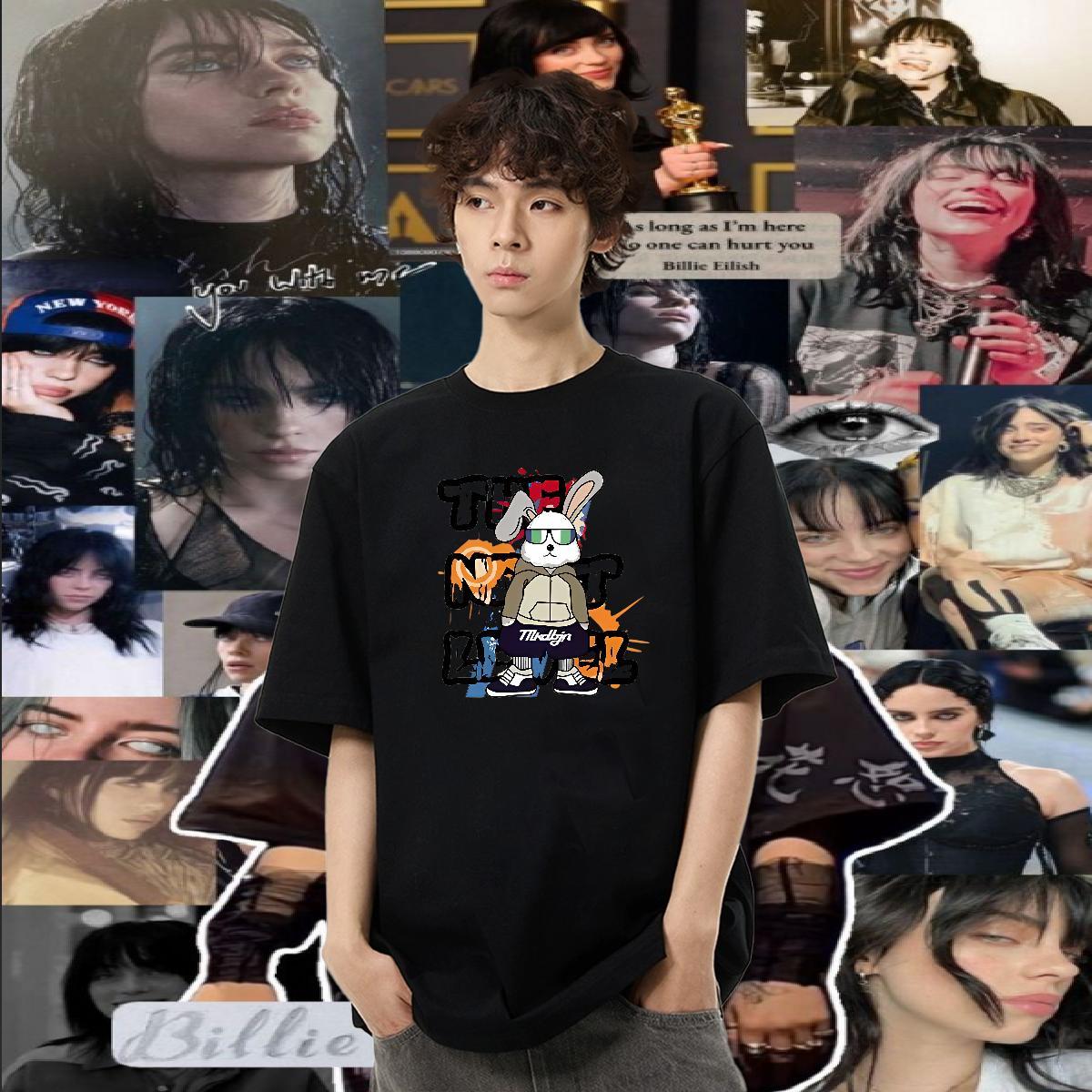 Classic T Shirts Men 230g Cotton rabbit Home Outdoor Tops Tees Breathable Soft Free Shipping Men Tees Custom Anime