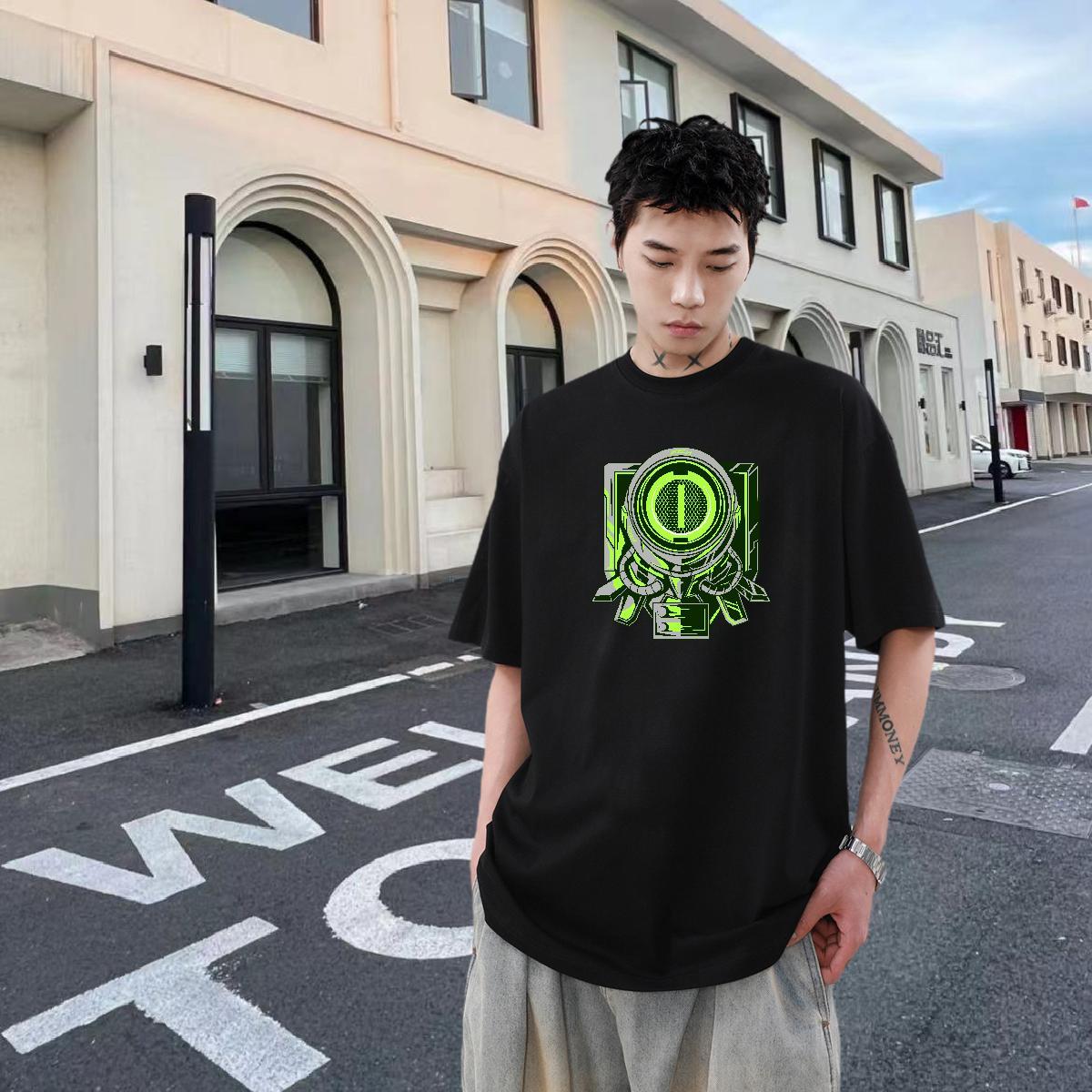 TOP Quality Tshirts 230g Pure Cotton Hip Hop ET Custom Cartoon Crew Neck Breathable Wholesale Men T Shirts Tops Shirt