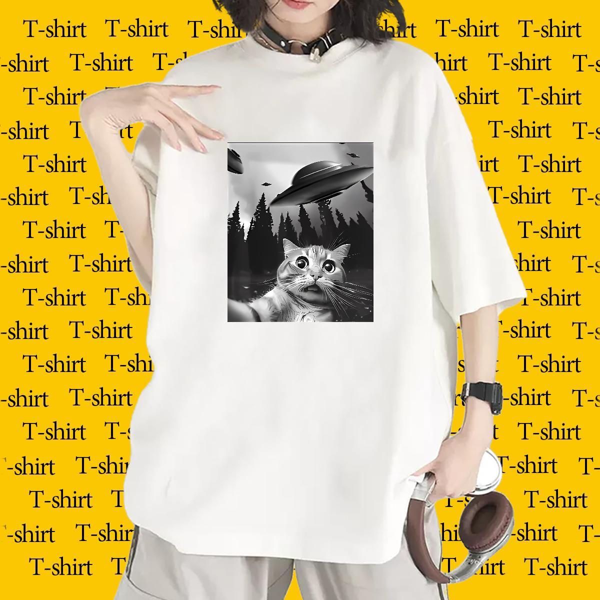 Loose fit Womens T Shirts Crew Neck Lady T shirt DIY Logo cat Casual Daily Wear 230g 100% Cotton New Tshirts