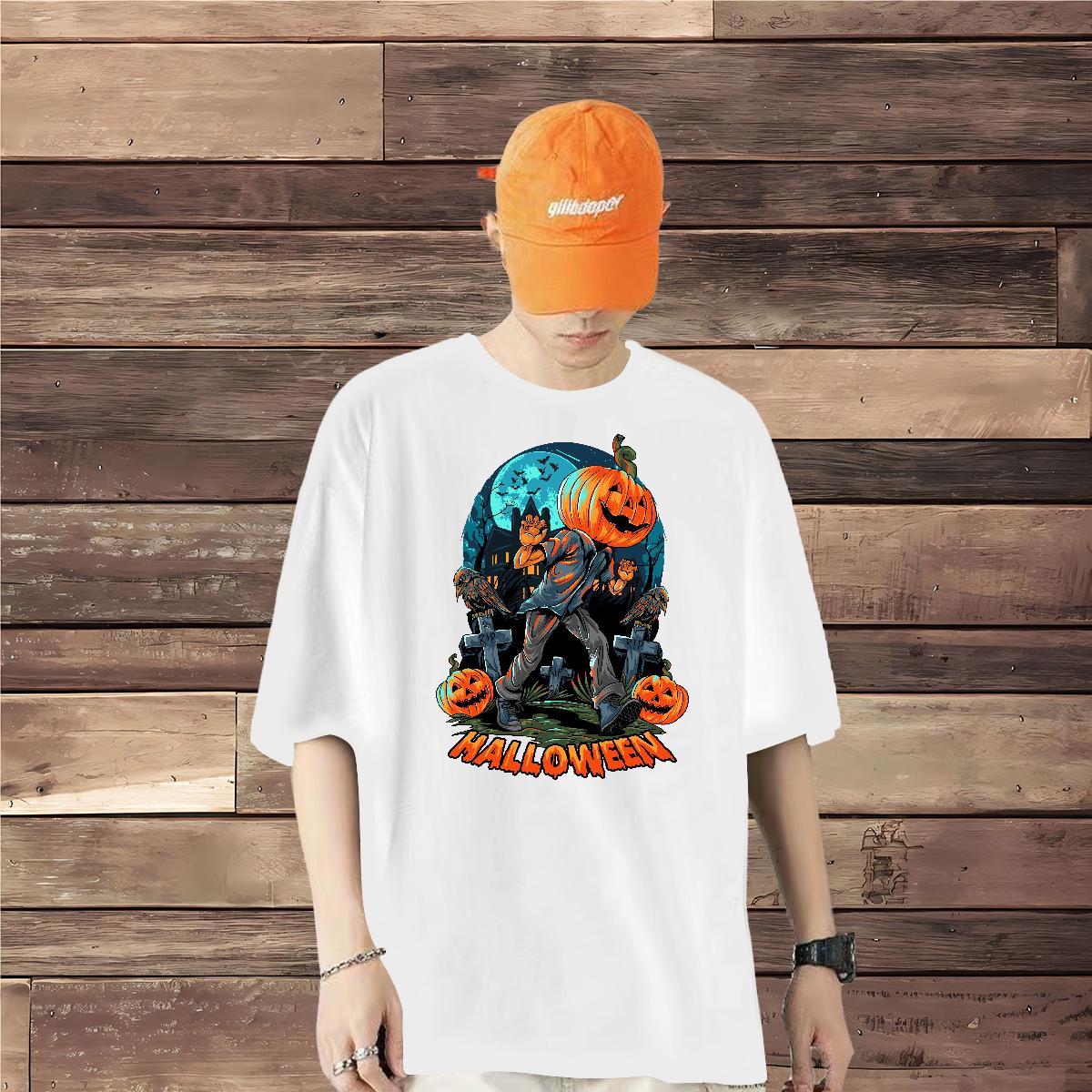 2024 Summer Men T Shirts 230g 100% Cotton pumpkin Sports Casual Tees Shirts Breathable Short Sleeve TOP Quality Mens Tshirts Customized