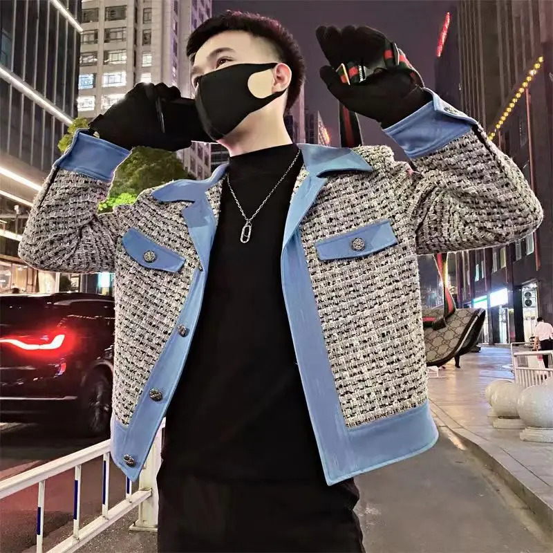 Mens jackets Korean casual goods spring and autumn jackets spliced work jackets loose mens jackets240806