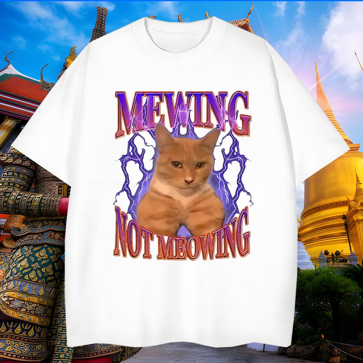 Loose Tshirts 100% Cotton 230g cat Men T Shirts Anime Printing Street Breathable Short Sleeve Cartoon Printing L-4XL Classic Tops Tees