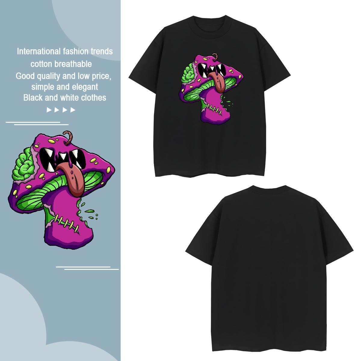 Mens T Shirts 100% Cotton 230g mushroom Summer Casual Breathable Short Sleeve Custom Big Size Couples T Shirts DIY Customized High Quality Tops Tees