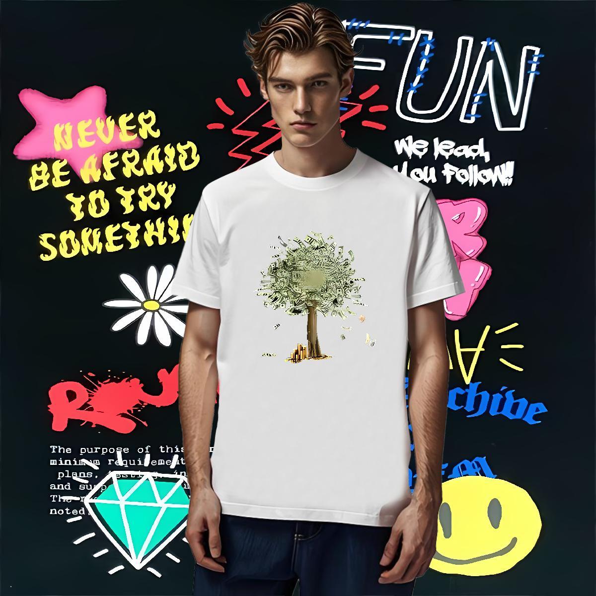 Designer Fashion T Shirts Men 230g Pure Cotton tree Street Clothes Breathable Short Sleeve Loose Fit Tshirt for Man Woman Oversized 4XL