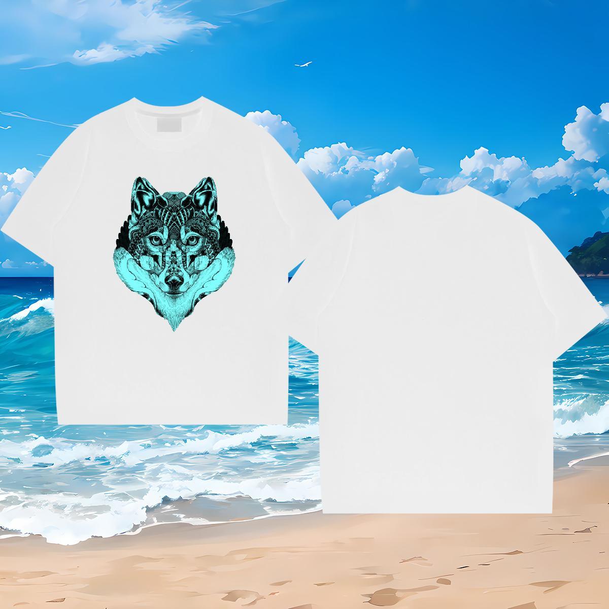 Classic Men T Shirts 230g 100% Cotton wolf Casual Daily Wear Tees Shirts Breathable Short Sleeve Designer Tshirts Custom Anime