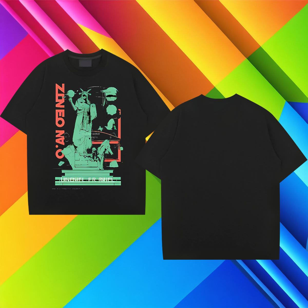 2024 DIY Man T Shirts 230g Pure Cotton the Statue of Liberty Anime Printing Street Tops Short Sleeve Soft Cool Men Tshirts Oversized 4XL