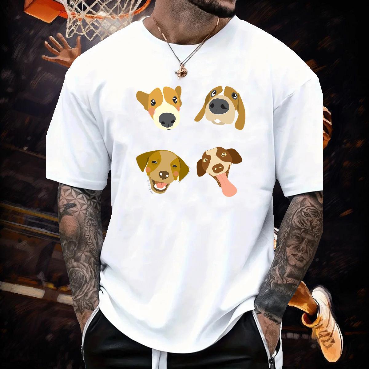New Designer T Shirts Men 230g 100% Cotton dogs Home Outdoor Wear Short Sleeve O-Neck Cool Couples T Shirts Black Oversized