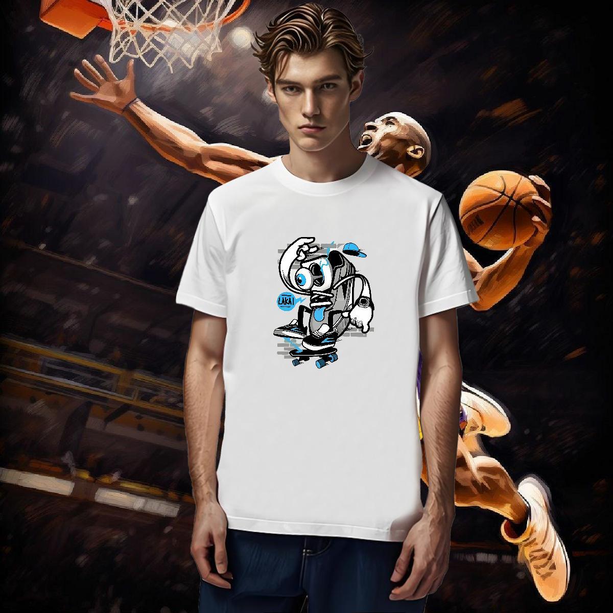 T shirt 100% Cotton 230g painting Daily Outfit Crew Neck Breathable Cartoon Print Men Tees 2024 DIY Wholesale Tops Shirt
