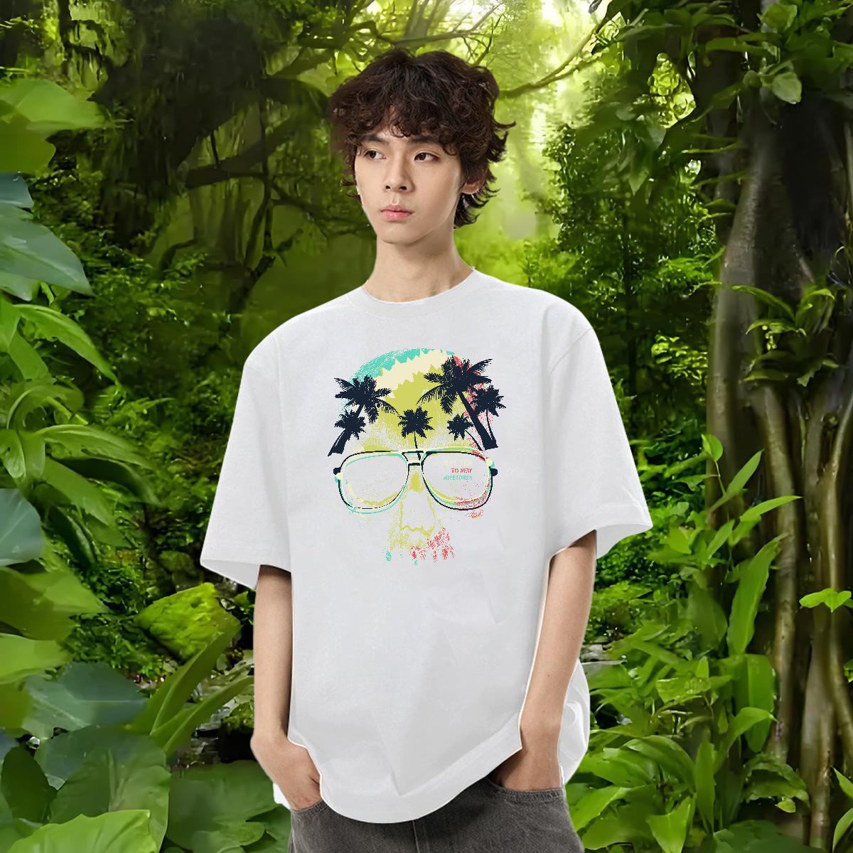 2024 Men T Shirts 230g Cotton tree Daily Outfit Top Tees Breathable Crew Neck Soft Men Tops Tees Custom Printed