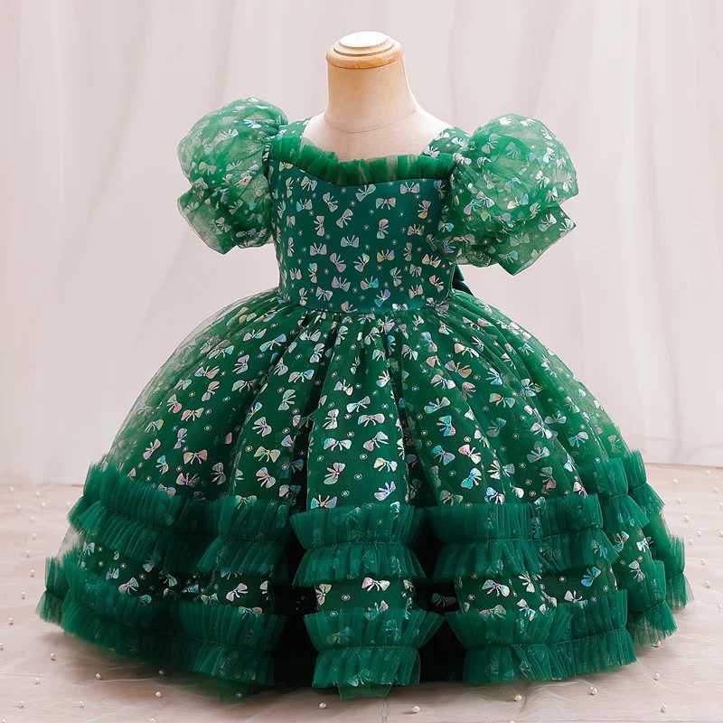 Fashion princess dress girls mesh lace short sleeved baby ball dress summer childrens dress 1-6 years oldW240720