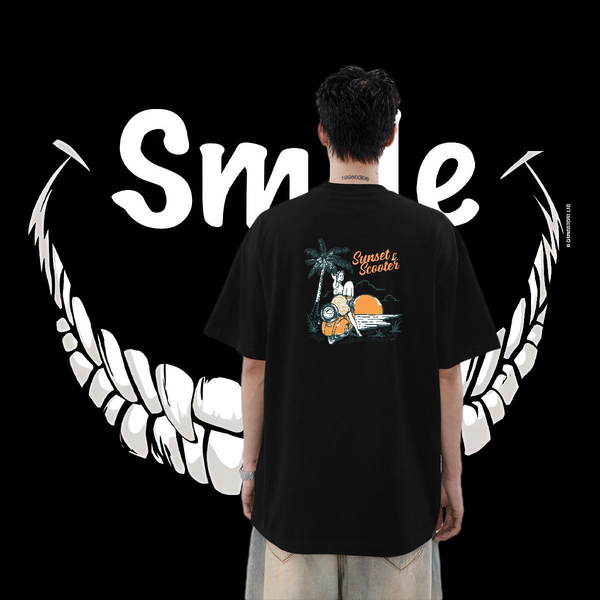 New Designer T shirt 230g 100% Cotton sun Street Casual Top Tees Breathable Soft Free Shipping Men Clothes T-Shirt Customized