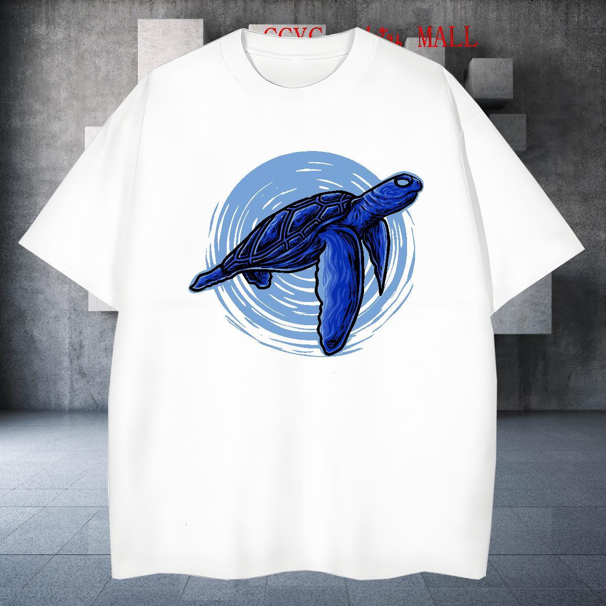 Cool Design Tshirts 230g Pure Cotton Anime Printing Street tortoise DIY Printed Round Neck Short Sleeve Stylist T shirt Tees Shirts