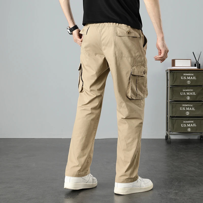 Cargo Pants Men Military Work Overalls Loose Straight Tactical Trousers Multi-Pocket Baggy Casual Cotton Army Slacks Pants 240806