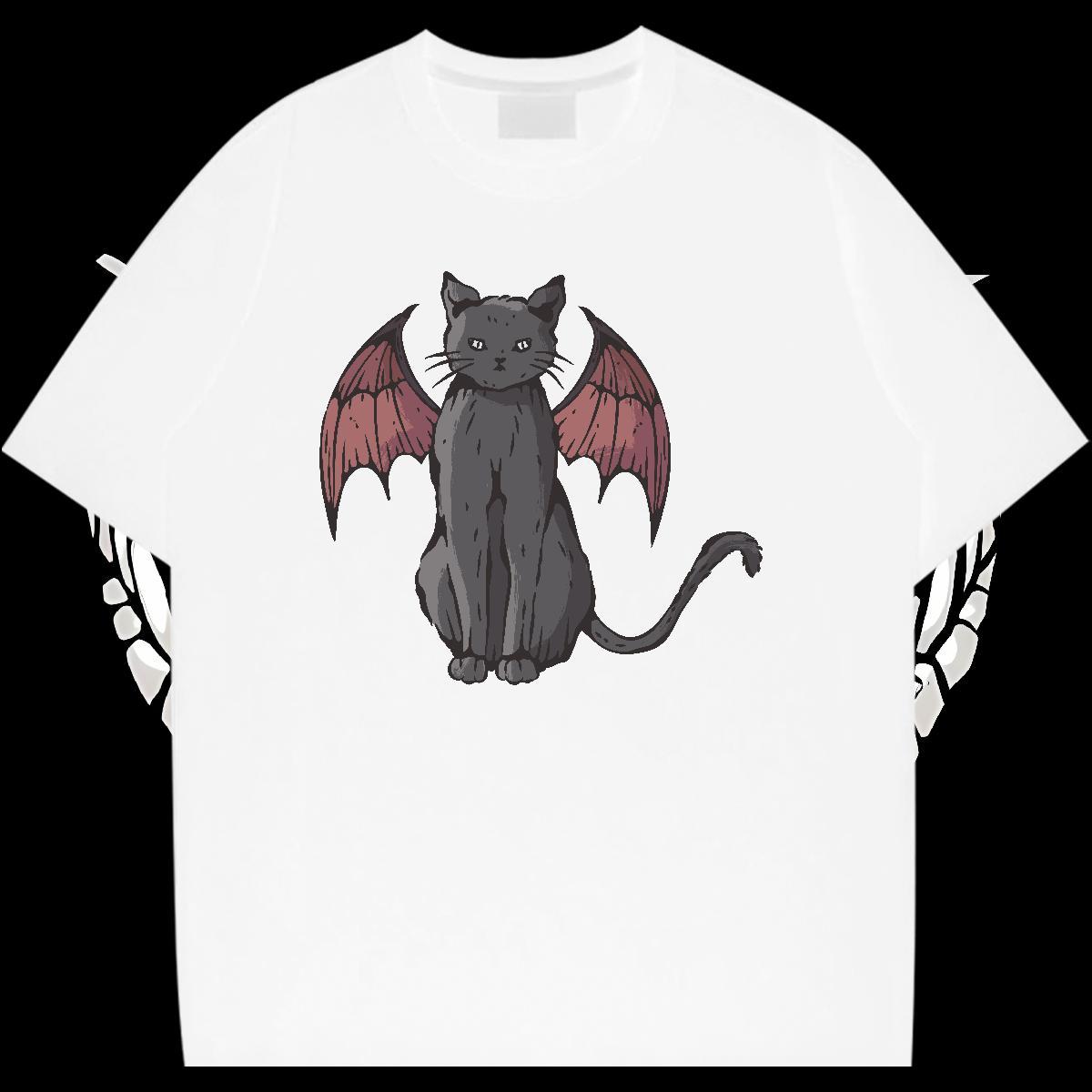 2024 T shirt 230g 100% Cotton cat Spring Summer Tee Shirt Breathable Soft Loose Fit Couples T Shirts Custom Anime