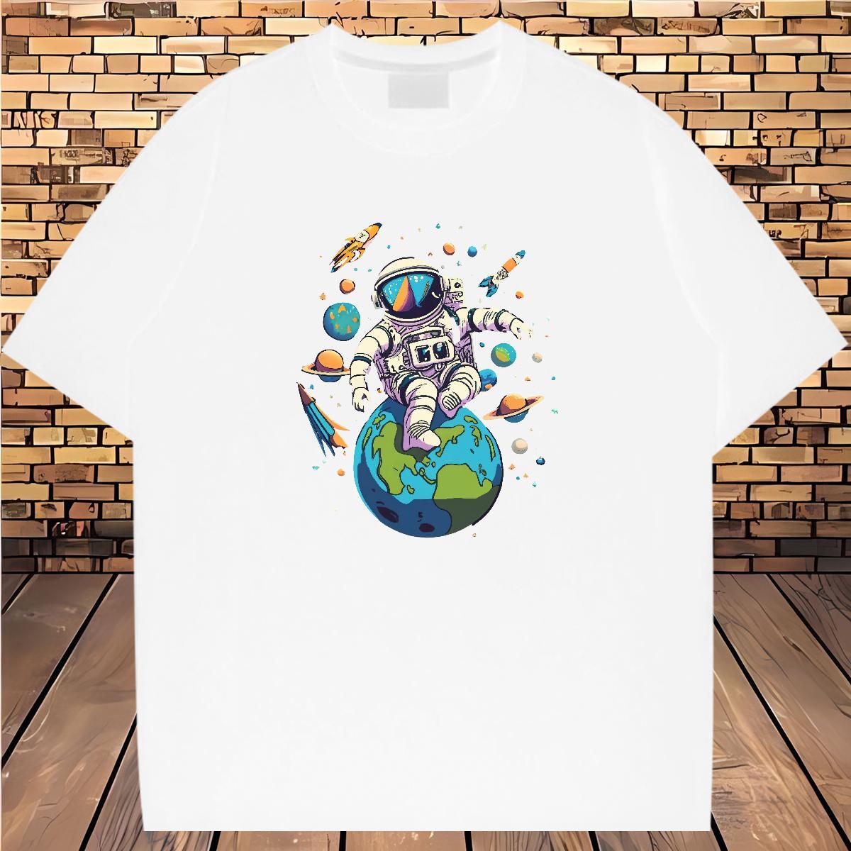 Fashion Design Man T Shirts spaceman Clothes 230g Pure Cotton Casual Beach Designer Oversized Breathable Crew Neck Tshirts