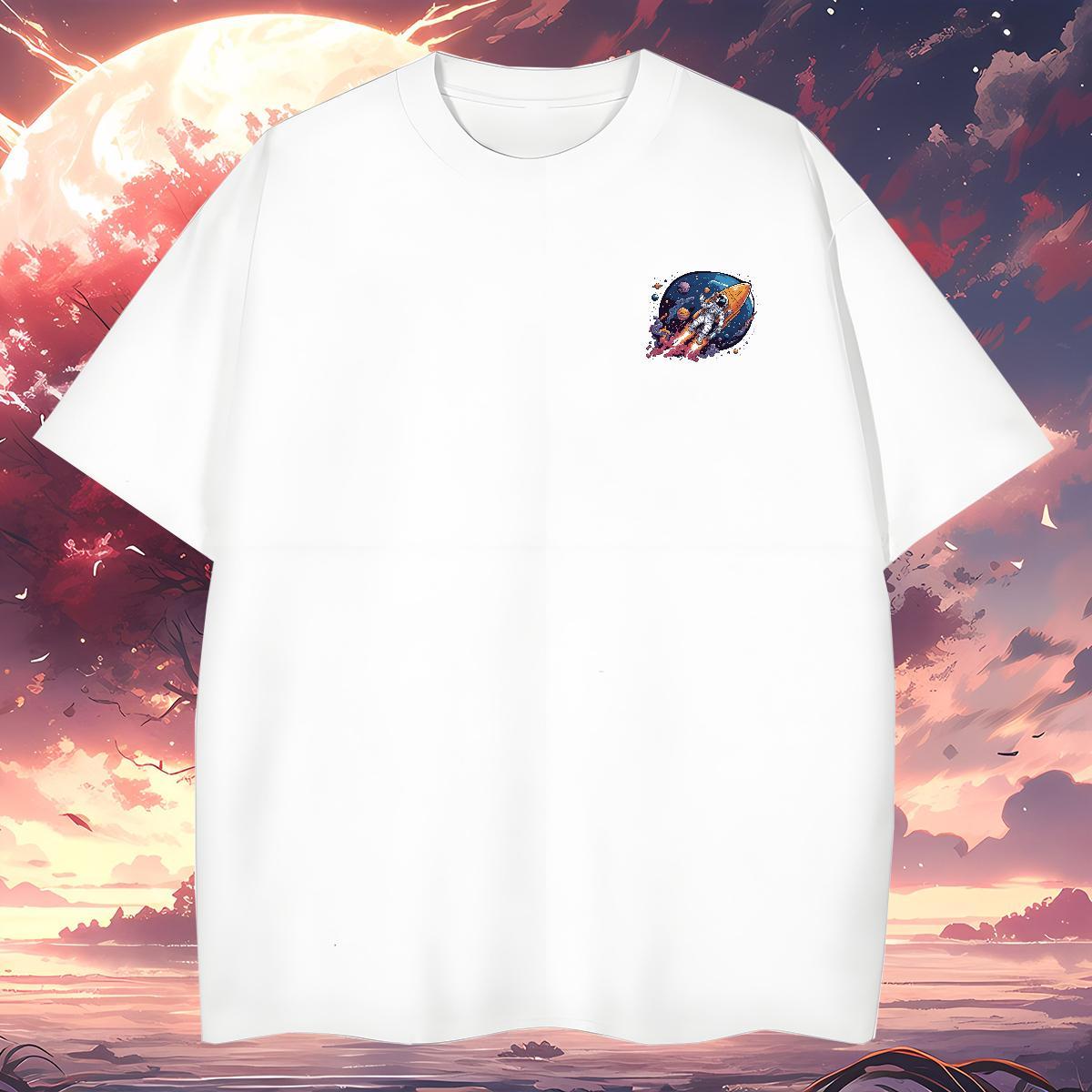 T shirt 230g 100% Cotton cosmonaut Hip Hop Street Breathable Short Sleeve Custom Big Size Men Clothes T-Shirt New Designer Unisex Wear