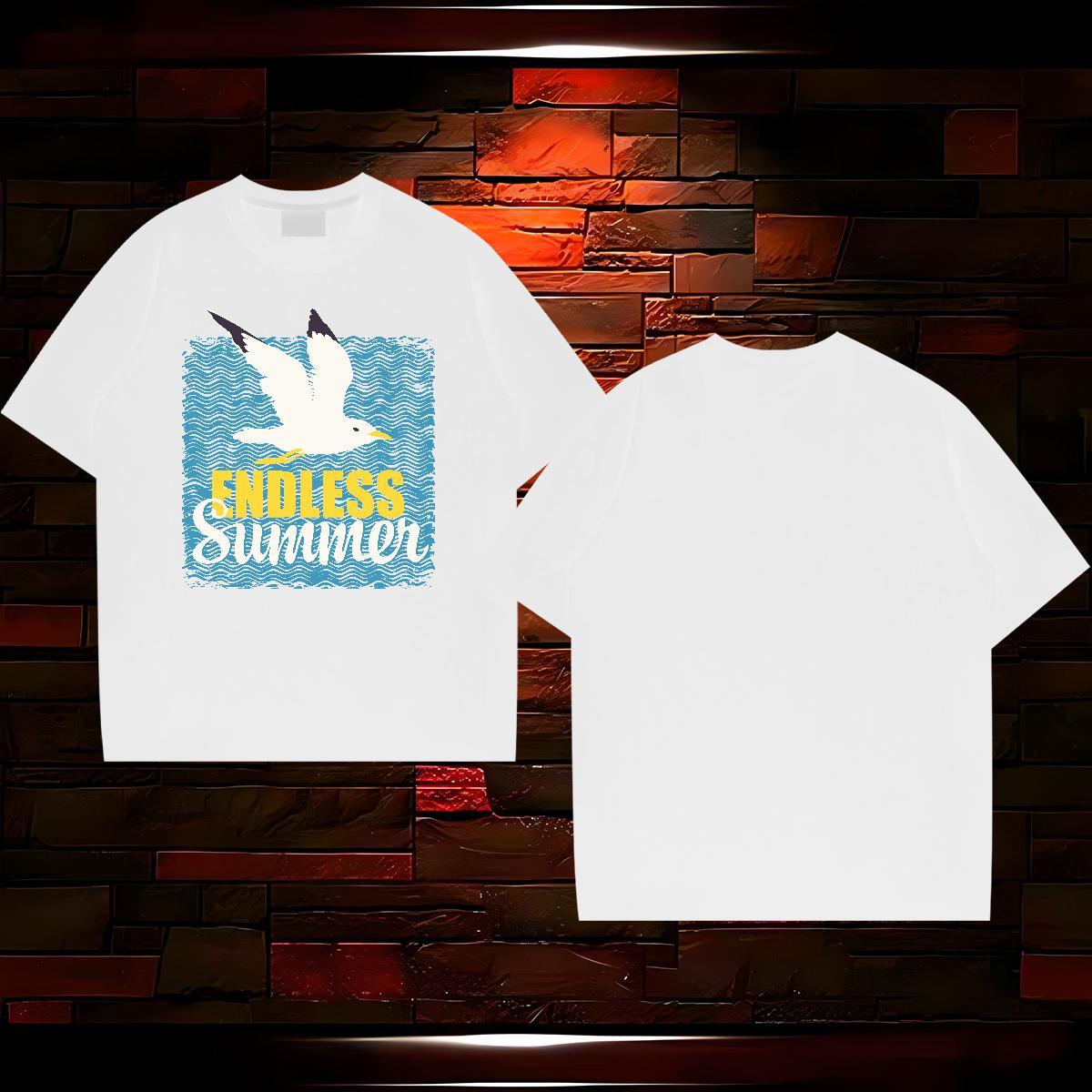 Fashion Designer T-Shirts for Men 230g Pure Cotton bird Casual Beach Wear Crew Neck Breathable Soft Tshirt for Man Woman DIY Printed
