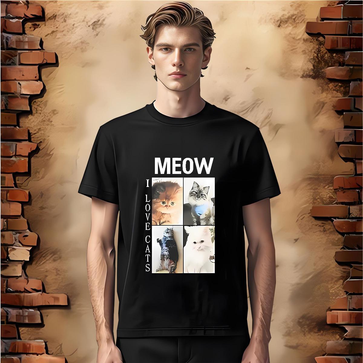 Classic T Shirts Men 230g Cotton cute Street Wear Clothings Round Neck Short Sleeve Designer Men Tops Tees Asian Size